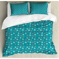 thumbnail image 1 of Under the Sea Duvet Cover Set King Size, Starfishes Pattern Dots Nautical Wildlife Composition Marine Fauna, Decorative 3 Piece Bedding Set with 2 Pillow Shams, Coral Ivory Teal, by Ambesonne, 1 of 3