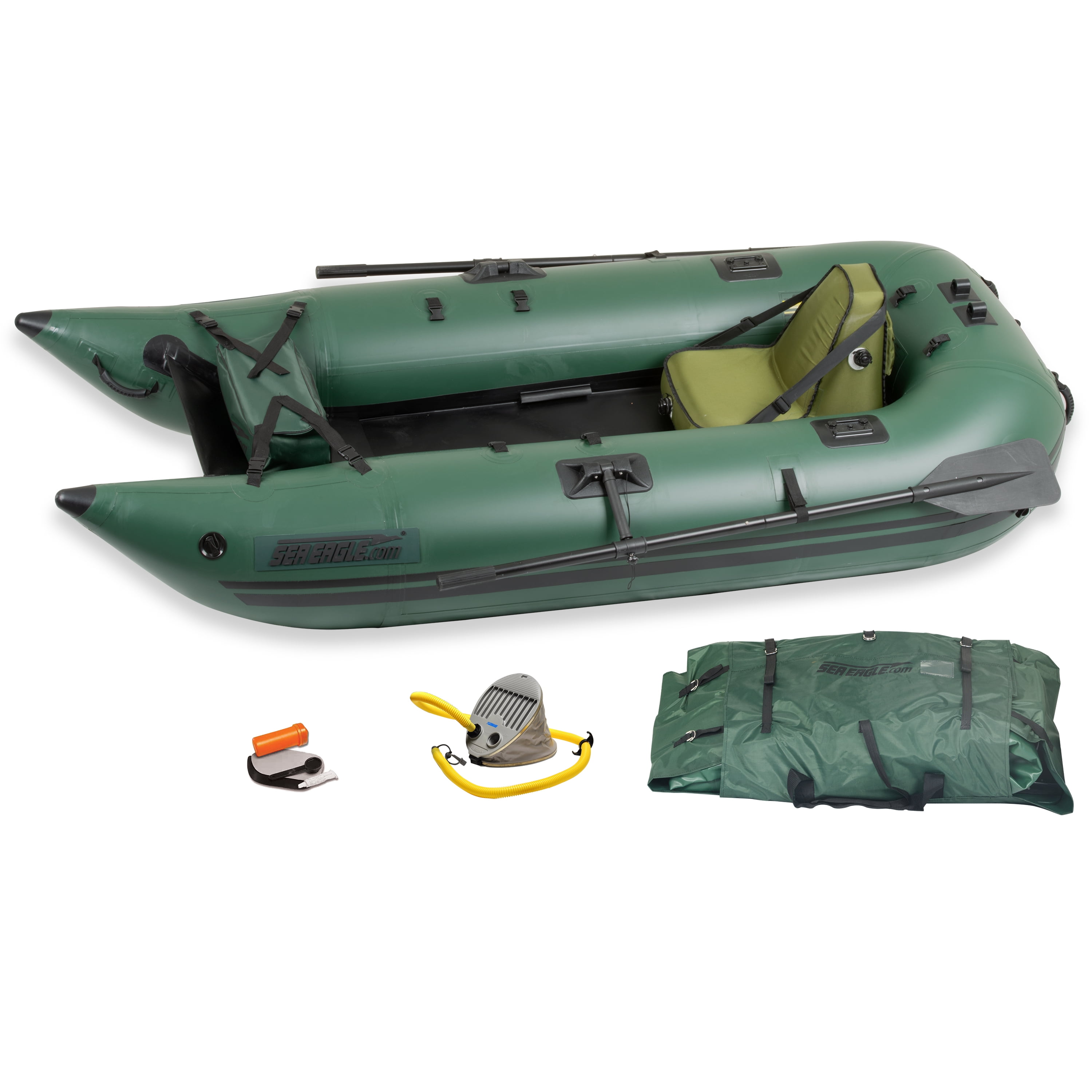 285 Frameless Inflatable 9' Pontoon Fishing Boat - 1 Person- Lightweight,  Portab
