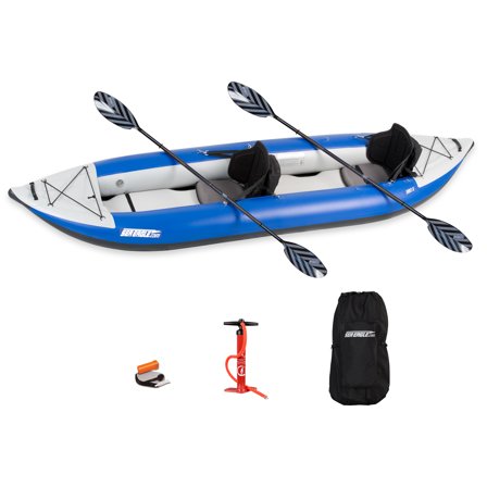 Sea Eagle 380X 12'6" Explorer Inflatable Kayak- Fishing, Touring, Camping, Exploring & Whitewater-Self Bailing, Removable Skeg, Drop Stitch Floor- Pro Package