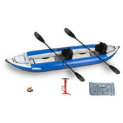 Sea Eagle 420X Explorer Inflatable Kayak- Fishing, Touring, Camping, Exploring & White Watering-Self Bailing, Removable Skeg, Drop Stitch Floor- Pro Carbon Package