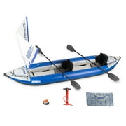 Sea Eagle 420X Explorer Inflatable Kayak- Fishing, Touring, Camping, Exploring & White Watering-Self Bailing, Removable Skeg, Drop Stitch Floor- QuikSail Package