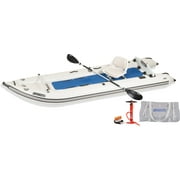 Sea Eagle 437ps PaddleSki Inflatable 1-2 Person Catamaran Boat – Paddle, Motor, Fish, or Sail – 4-in-1 Inflatable Watercraft – Self Bailing - Start Up Package