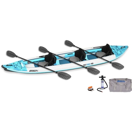 Sea Eagle 465FT Fasttrack Inflatable 15'3" 1-3 Person Touring Kayak with Rigid External keel - Smoother Paddling Experience Light Weight- Pro 3 Person Package