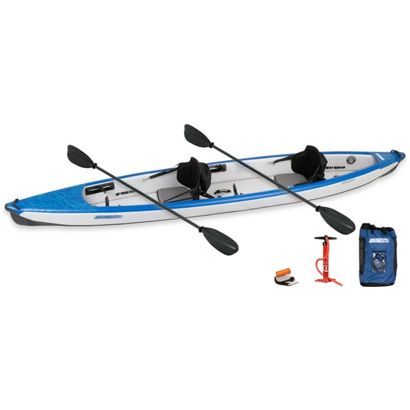Sea Eagle 473RL RazorLite Inflatable Kayak - Lightweight, Drop Stitch, High Speed Inflatable Kayak - Solo or Tandem - w/Tall Back Seat(s), Paddle(s), Backpack, Skeg and Pump- Pro Carbon Package