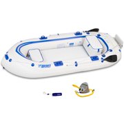 Sea Eagle SE9 Lightweight Inflatable Boat with Inflatable Floor, 5 Oar Set, Foot Pump, 2 Seats Great- Boating, Motoring, Rowing, Fishing & Yacht Tending- Fishermans Dream Package