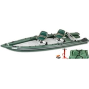 Sea Eagle FSK16 FishSkiff Inflatable 16, High Pressure, All-Drop-Stitch, 1-3 Person Frameless Fishing Boat w/Rigid 6  External Keel- Portable & Storable - 2 Person Swivel Seat Package