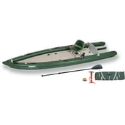 Sea Eagle FSK16 FishSkiff Inflatable 16', High Pressure, All-Drop-Stitch, 1-3 Person Frameless Fishing Boat w/Rigid 6” External Keel - Portable, Storable, and Transportable - Solo Startup Package