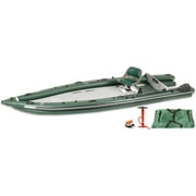 Sea Eagle FSK16 FishSkiff Inflatable 16, High Pressure, All-Drop-Stitch, 1-3 Person Frameless Fishing Boat w/Rigid 6  External Keel - Portable, Storable, and Transportable - Solo Startup Package
