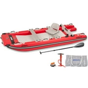 Sea Eagle FastCat12 Catamaran 2-4 Person Inflatable Boat-Rigid, High-Pressure, All-Drop Stitch, Easy Setup, Self-Bailing- Deluxe Package