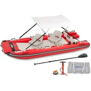 Sea Eagle FastCat12 Catamaran 2-4 Person Inflatable Boat-Rigid, High-Pressure, All-Drop Stitch, Easy Setup, Self-Bailing- Swivel Seat Canopy Package