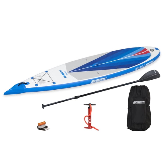 Sea Eagle NeedleNose 12’6” Inflatable Lightweight High Pressure Drop Stitch Stand Up Paddle Board Patented Wave Piercing Bow, with SUP Paddle, Pump, Slide in Skeg and Backpack- Start Up Package