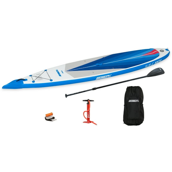 Sea Eagle NeedleNose 14’ Inflatable Lightweight High Pressure Drop Stitch Stand Up Paddle Board SUP, Patented Wave Piercing Bow- Start Up Package