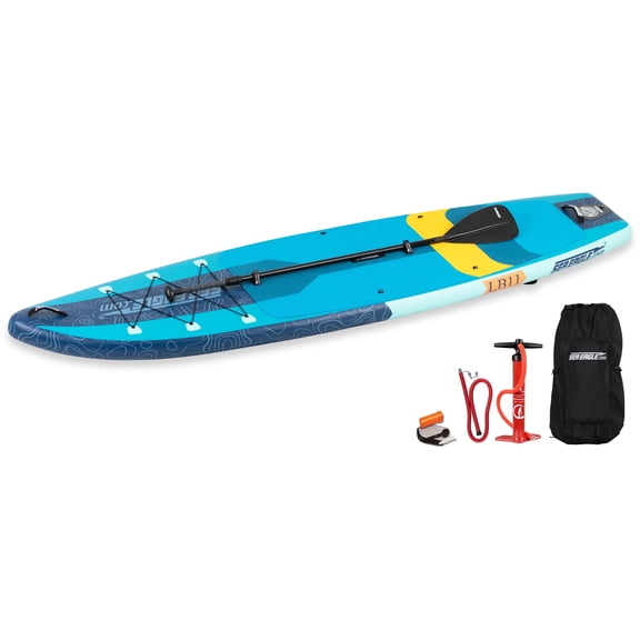 Sea Eagle Newly Re-Designed Longboard LB11 Start Up Inflatable Stand Up/Sit Down 11' iSUP Paddleboard - Beginners/Experts, Flat Water/Surf- Sit, Stand, Surf, Fish, Tour or do Yoga