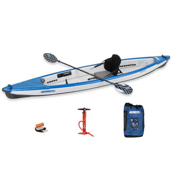 Sea Eagle RazorLite Inflatable Kayak - Lightweight, Drop Stitch, High Speed Inflatable Kayak for Touring - Solo or Tandem - w/Tall Back Seat(s), Paddle(s), Backpack, Skeg & Pump - Pro Package
