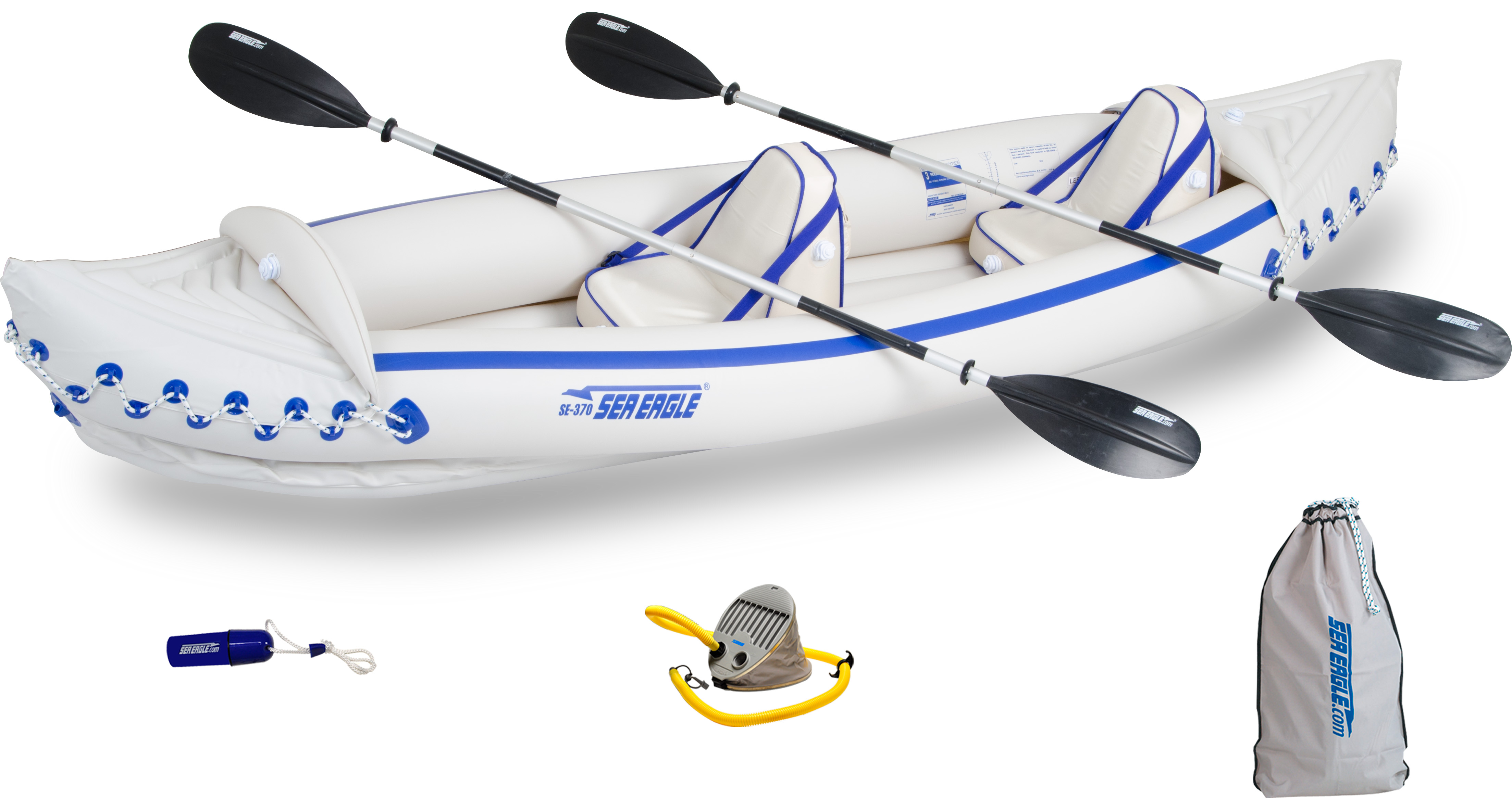 Sea Eagle SE370 Inflatable Sports Kayak -1-3 Person-Portable Stowable & Lightweight-with Seat(s), Paddle(s), Pump and Bag – Pro Package - image 1 of 10