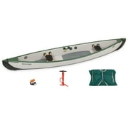 Sea Eagle TC16 Inflatable 16’ High Pressure Drop Stitch Travel Canoe-Wood Web Seats, Pump, Bag and Optional Paddles for Lakes, Rivers & Bays-Easy to Transport, Pack & Stow- Basic Package w/Web Seats