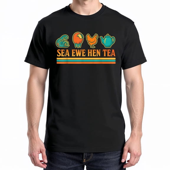 Sea Ewe Hen Tea Pun Saying T-Shirt – Retro Animal Humor – Unisex Casual Wear
