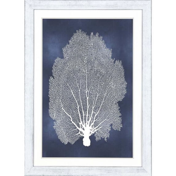 Sea Fan On Blue Ii Framed Art White Picture Frame Print Wall Art