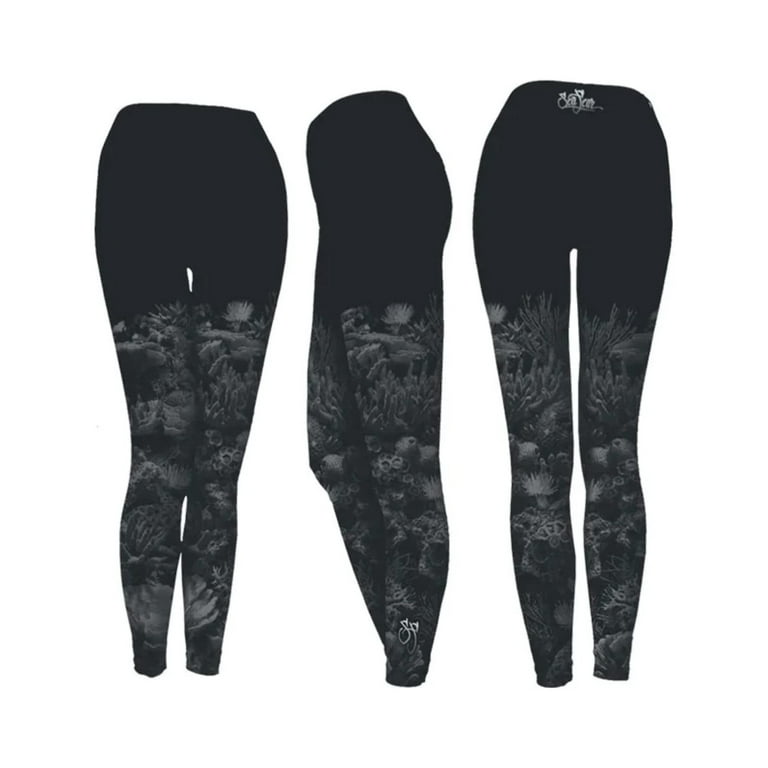 Sea Fear Black Coral Design Full Length Active Legging for Women - Quick  Drying - Quality and Comfort - 85% Polyester, 15% Spandex - Compression  Leggings for Women (Black, Small) 