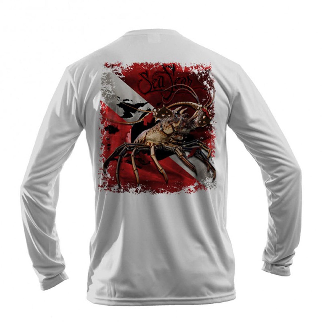 Sea Fear Men's Long Sleeve UPF 50+ Rash Guard Shirt - Lobster Print For Scuba, Snorkeling Sea Fear Men's Long Sleeve UPF 50+ Rash Guard Shirt - Lobster Print For Scuba, Snorkeling