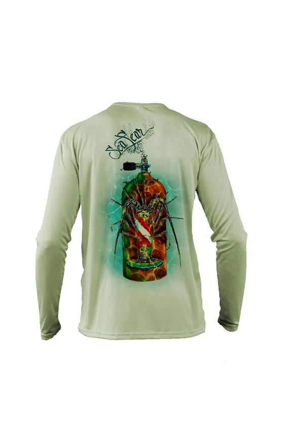 Men's 50+ UPF Long Sleeve Rash Guard Scuba Diving, Snorkeling, Lobster Tank