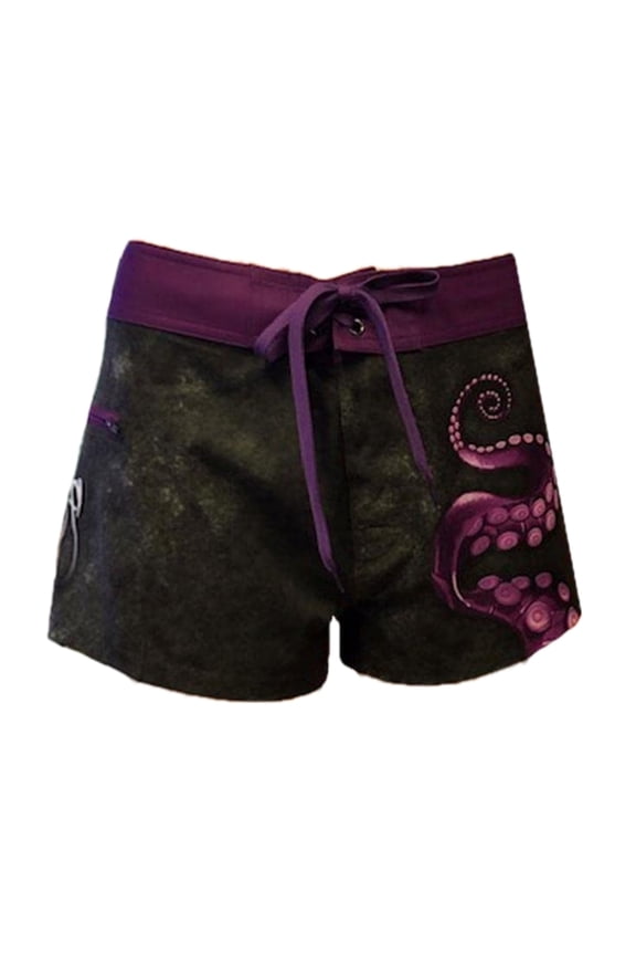 Woman's Octopus Board Shorts (Black, Large)