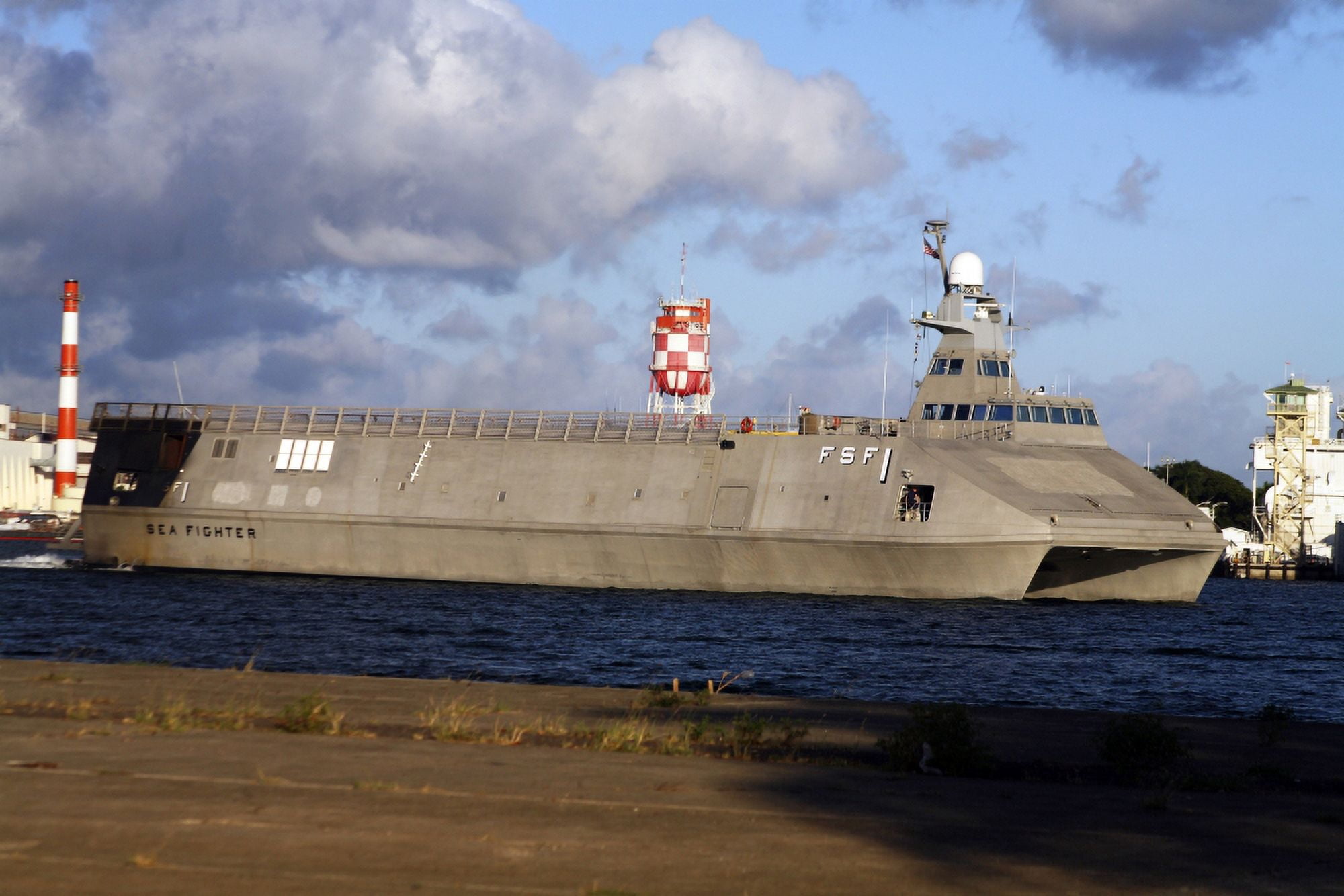 Sea Fighter transits out of Pearl Harbor Canvas Art - Michael WoodStocktrek Images (34 x 23)