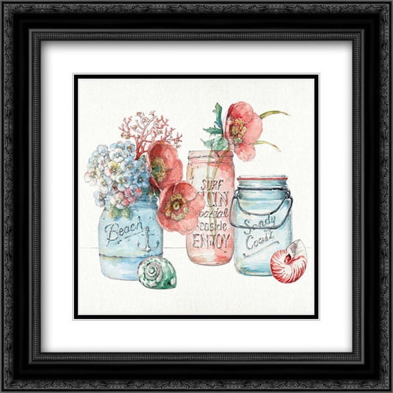 Sea Finds VII 2x Matted 20x20 Black Ornate Framed Art Print by Audit, Lisa