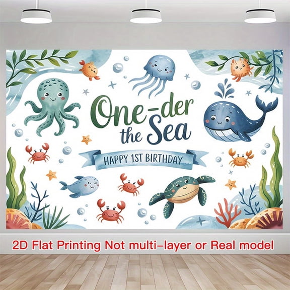 Under the Sea First Birthday Backdrop One-der the Sea Birthday Background Underwater World Turtle Happy 1st Birthday Party Decorations Supplies Cake Table Banner Photo Booth Props