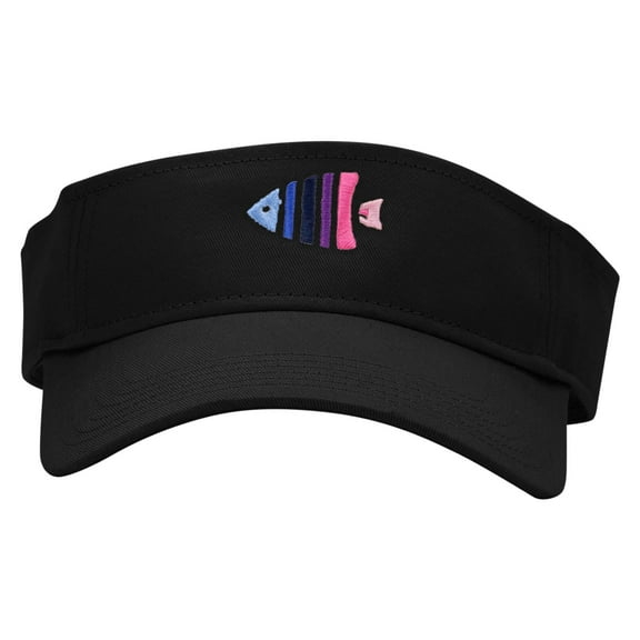 Sea Fish Embroidered Cotton Twill Sun Visor - Black OSFM