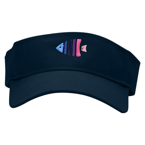 Sea Fish Embroidered Cotton Twill Sun Visor - Navy OSFM
