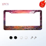 Sea of Flowers License Plate Frame, Personalized License Plate Aluminium Rust-Proof Auto Parts Funny License Plate Cover Decorative with Screws Size 12" x 6"
