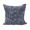 thumbnail image 1 of Under The Sea Fluffy Throw Pillow Cushion Cover, Ocean Animals Shells Plants Seahorse Turtle Fishing Theme Art Print, Decorative Square Accent Pillow Case, 16" x 16", Navy Blue White, by Ambesonne, 1 of 5