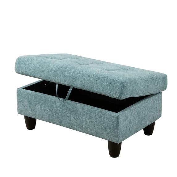 Sea Foam Green Flannel Storage Ottoman Living Room Sofa Set