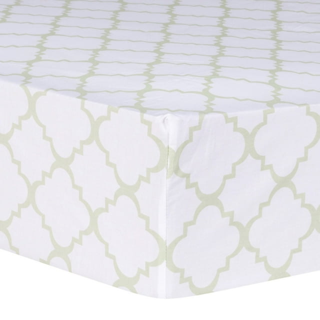 Sea Foam Quatrefoil Fitted Crib Sheet