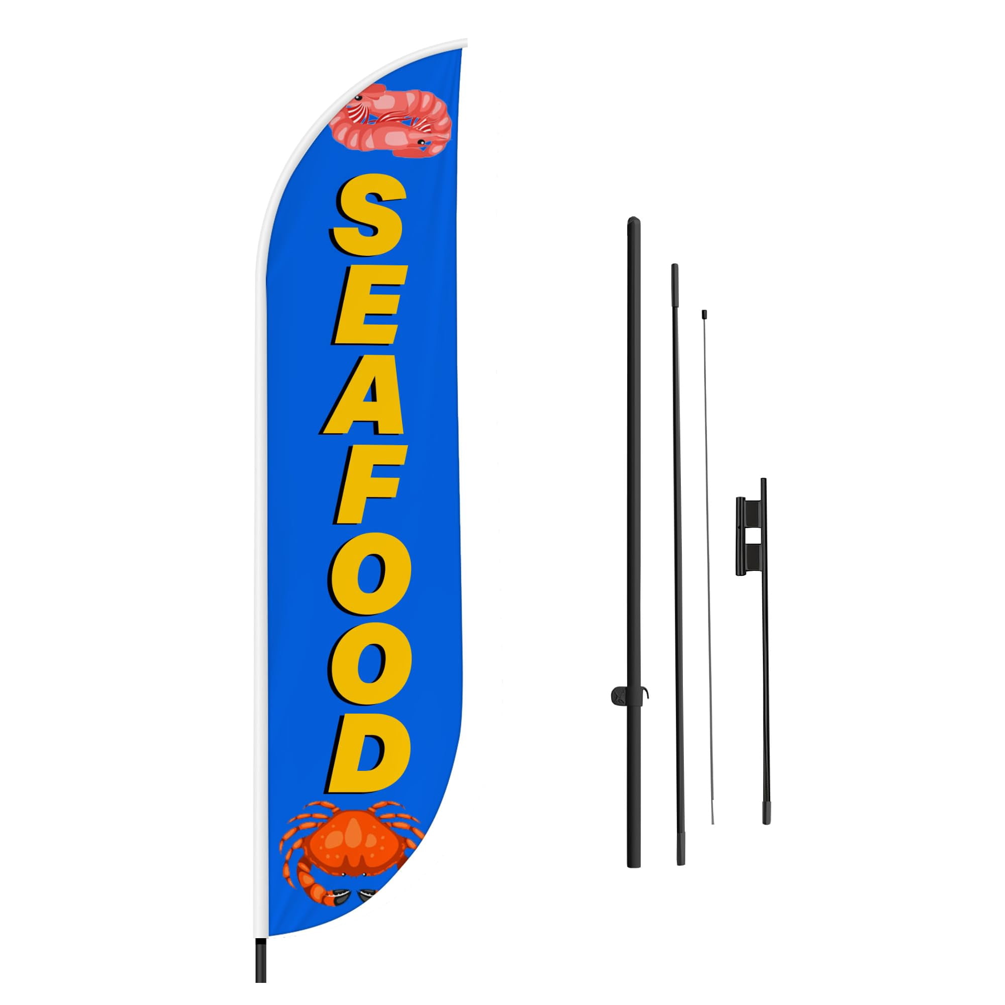 Food Stringer Flags Sea Food Feather Flag(11.5feetX2.5feet) by DreamController | Outdoor ...