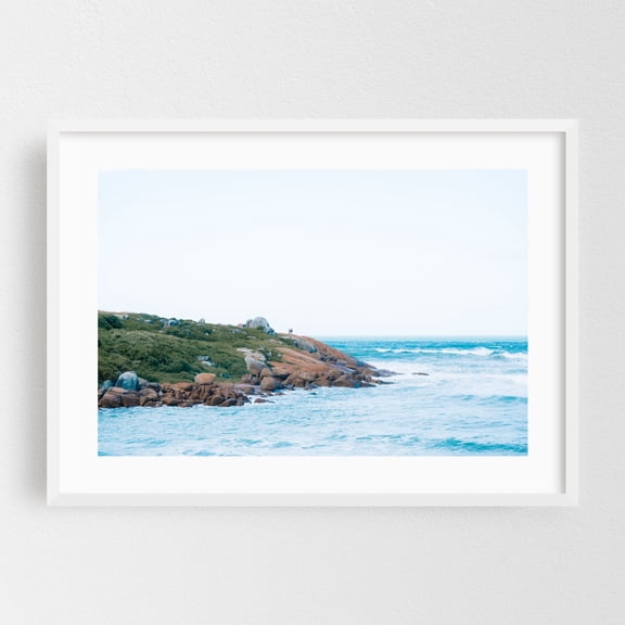 Sea Friends - Florianópolis State of Santa Catarina Brazil Photography Coast Seascape Ocean Waves Scenic Minimalist Nature White Framed Wall Art Print 24 x 36 inches