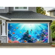 Under The Sea Garage Door Decorations Background Mermaid Ocean Photo Backdrops Underwater Tropical Fish Coral Reef Birthday Baby Shower Party Decor Garage Door Banner Cover 13X6FT