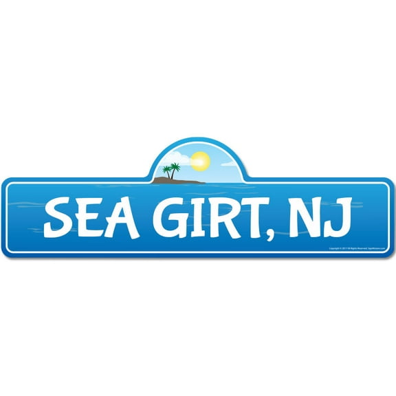 Sea Girt NJ New Jersey Beach Street Sign | Indoor/Outdoor | Surfer Ocean Lover Décor For Beach House Garages Living Rooms Bedroom | Signmission Personalized Gift