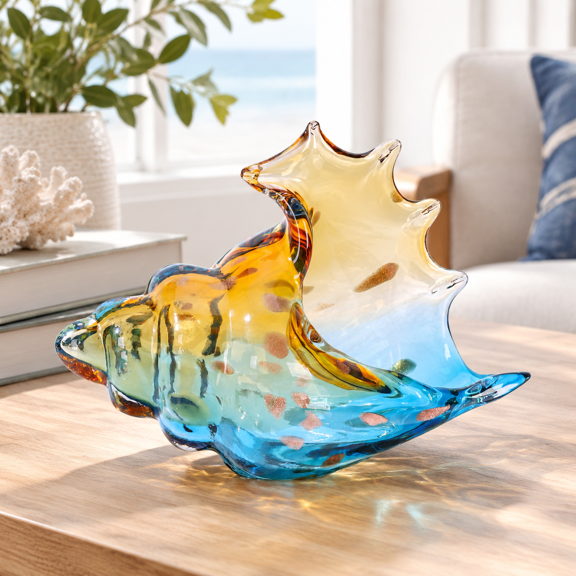Sea Glart Figurines Hand Blown Conch Shell Sculpture Decor