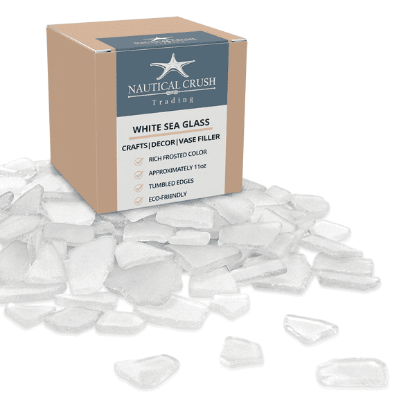 Sea Glass | 11oz White Sea Glass | Tumbled Sea Glass Decor | Bulk White Seaglass Pieces for Beach Wedding Decor & Crafts