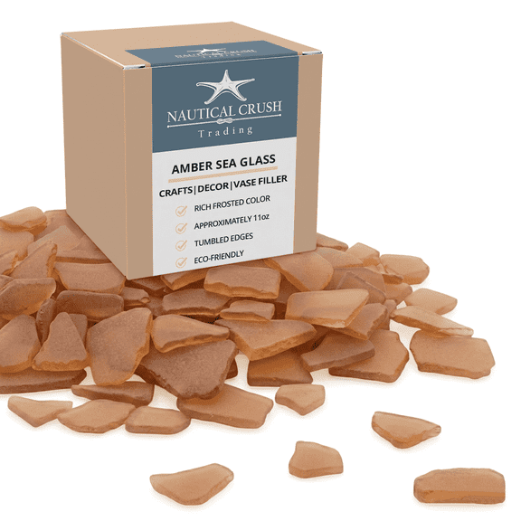 Sea Glass | Amber Orange | 11oz Sea Glass for Decor & Craft