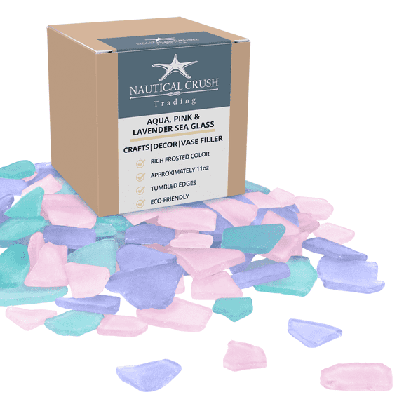 Sea Glass | Aqua Pink & Lavender Sea Glass | 11oz Sea Glass for Decor & Craft