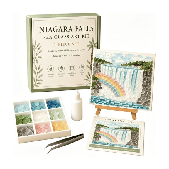 Sea Glass Art DIY Craft Kit, Handmade Art Project Set for Adults Beginners, Creative Hand‑Finished Artwork, Elegant Indoor Wall Hanging Decor for Home Living Space Decoration