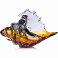 thumbnail image 1 of Sea Glass Art Figurines Hand Blown Conch Shell Sculpture  Gray Decor Creative Seashell Statue - For Room Knick Knacks Home Kitchen Decorations Above Cabinets, 1 of 9