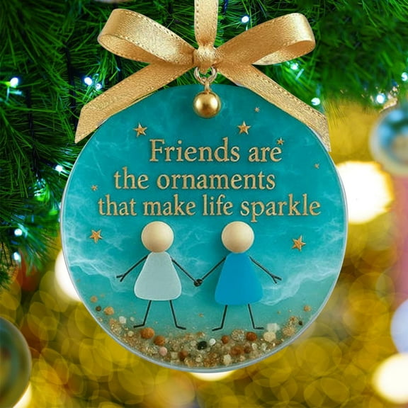 Sea Glass Art Friendship Ornament,Friendship Sea Glass Ornament,Handmade Sea Glass Art Friendship Set,for Xmas Presents Party Favor
