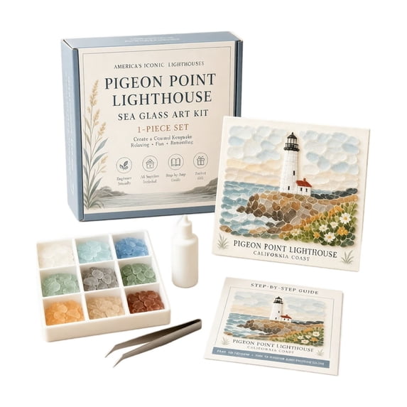 Sea Glass Art Kit with 5 Mosaic Panels and Complete Tools, Art Kit for Student and Adults to Create Coastal, Beach Themed Gifts for Home Decor Enthusiasts 1 Piece Set