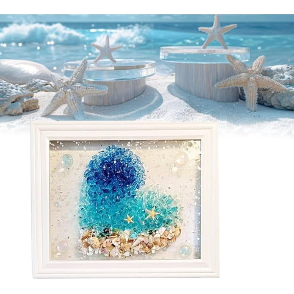 Sea Glass Art Kit, DIY Resin Beach Art Kit, Sea Glass Art & Craft Kit, Sea Glass Art Kits for Adults, Desk Windowsill Decoration, Sea Glass Art Photo Frame Gift (Style B)