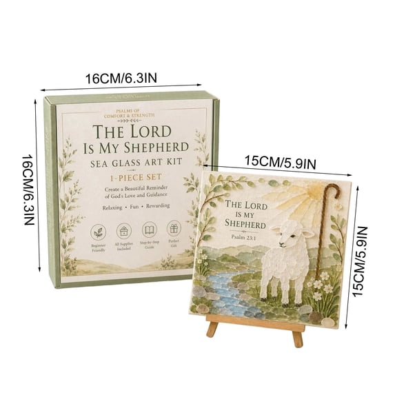 Sea Glass Art Kit, Psalms of Comfort & Strength Christian DIY Craft Kit with Inspirational Bible Verse Design, Religious Gift for Women, Faith Home Decor Wall Art