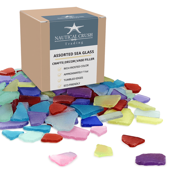 Sea Glass | Assorted Colored | 11oz Sea Glass for Craft and Decor